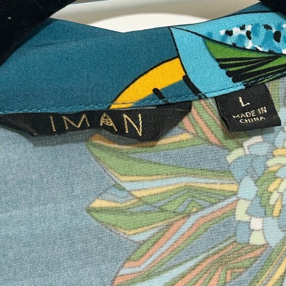 Floral Teal Two-Piece Dress with Long Sleeve Top By Iman Size L #D-6-6-0 - Picture 3 of 15
